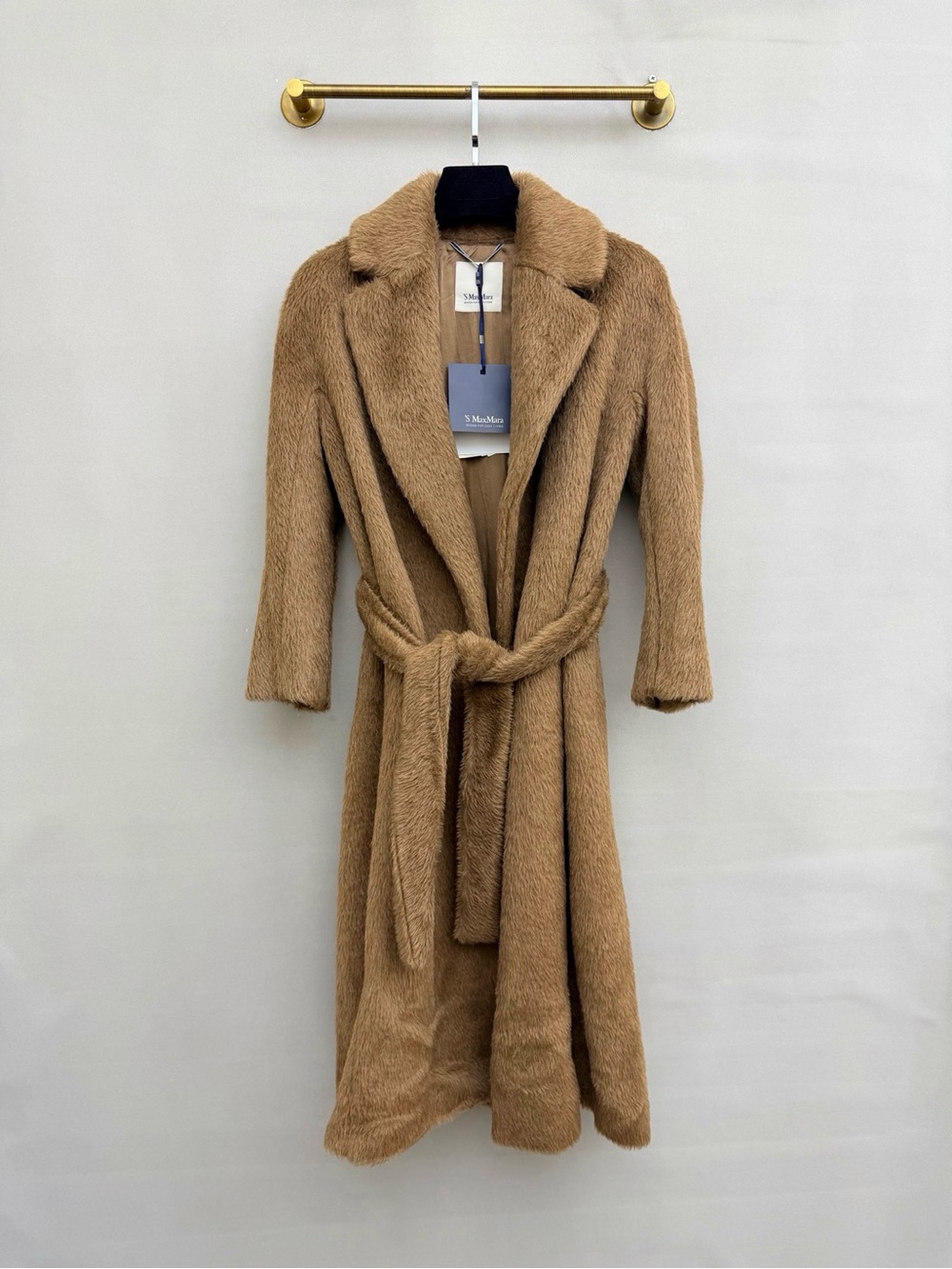 MaxMara Camel Faux-Fur Belted Wrap Coat